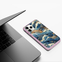 Чехол iPhone 11 Pro матовый Абстрактная композиция - нейросеть, цвет: 3D-розовый — фото 2
