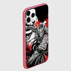Чехол iPhone 11 Pro матовый Самурай змей, цвет: 3D-малиновый — фото 2