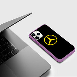 Чехол iPhone 11 Pro матовый Mercedes logo yello, цвет: 3D-фиолетовый — фото 2