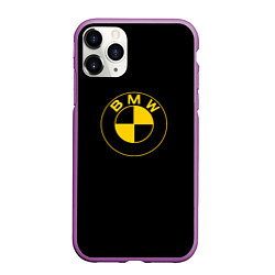 Чехол iPhone 11 Pro матовый BMW logo yellow, цвет: 3D-фиолетовый