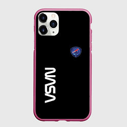 Чехол iPhone 11 Pro матовый Nasa space steel, цвет: 3D-малиновый
