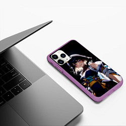 Чехол iPhone 11 Pro матовый Genshin impact - shogun raiden, цвет: 3D-фиолетовый — фото 2