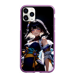 Чехол iPhone 11 Pro матовый Genshin impact - shogun raiden, цвет: 3D-фиолетовый