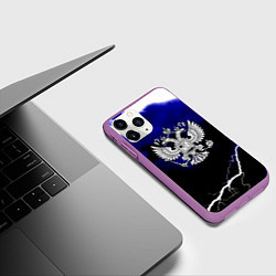 Чехол iPhone 11 Pro матовый Россия шторм и молнии, цвет: 3D-фиолетовый — фото 2