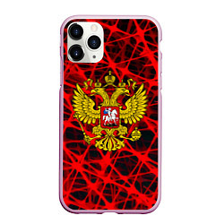 Чехол iPhone 11 Pro матовый Россия текстура символика, цвет: 3D-розовый