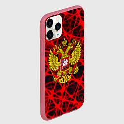 Чехол iPhone 11 Pro матовый Россия текстура символика, цвет: 3D-малиновый — фото 2