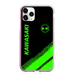 Чехол iPhone 11 Pro матовый Kawasaki - logo, цвет: 3D-розовый