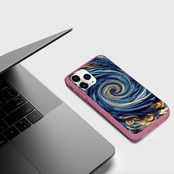 Чехол iPhone 11 Pro матовый Воронка из джинсы и пуговиц - нейросеть, цвет: 3D-малиновый — фото 2