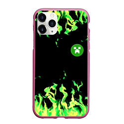 Чехол iPhone 11 Pro матовый Minecraft green flame
