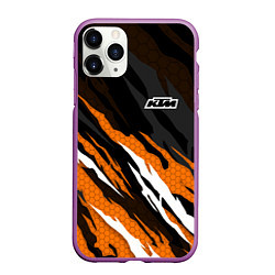 Чехол iPhone 11 Pro матовый KTM - Рваный гексагон, цвет: 3D-фиолетовый