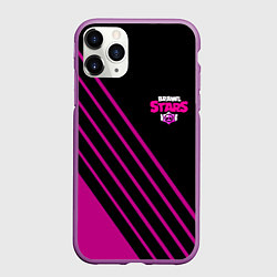 Чехол iPhone 11 Pro матовый Brawl stars neon line, цвет: 3D-фиолетовый