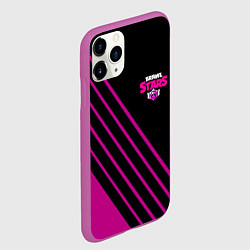 Чехол iPhone 11 Pro матовый Brawl stars neon line, цвет: 3D-фиолетовый — фото 2