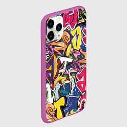 Чехол iPhone 11 Pro матовый Буква т в граффити, цвет: 3D-фиолетовый — фото 2