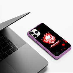 Чехол iPhone 11 Pro матовый Samurai flame logo, цвет: 3D-фиолетовый — фото 2