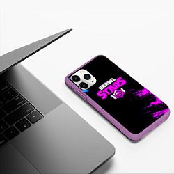 Чехол iPhone 11 Pro матовый Brawl stars neon colors, цвет: 3D-фиолетовый — фото 2