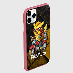 Чехол iPhone 11 Pro матовый Пикачу мотоциклист, цвет: 3D-малиновый — фото 2