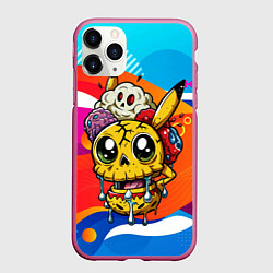 Чехол iPhone 11 Pro матовый Пикачу в стиле зомби, цвет: 3D-малиновый
