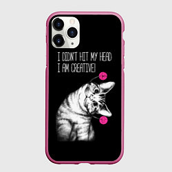 Чехол iPhone 11 Pro матовый Я не ударился головой - я креативный, цвет: 3D-малиновый