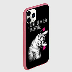 Чехол iPhone 11 Pro матовый Я не ударился головой - я креативный, цвет: 3D-малиновый — фото 2