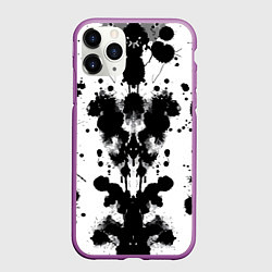 Чехол iPhone 11 Pro матовый The psychedelic Rorschach test - ai art, цвет: 3D-фиолетовый
