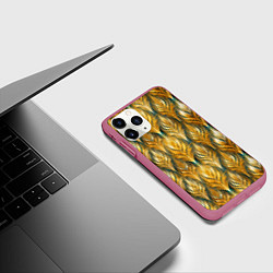 Чехол iPhone 11 Pro матовый Золото осени травинки, цвет: 3D-малиновый — фото 2