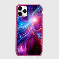 Чехол iPhone 11 Pro матовый Неоновая абстракция - нейросеть, цвет: 3D-малиновый