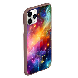 Чехол iPhone 11 Pro матовый Геометрический неоновый космос - нейросеть, цвет: 3D-коричневый — фото 2