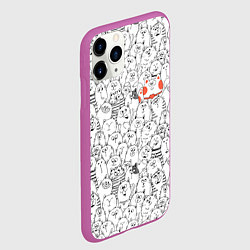 Чехол iPhone 11 Pro матовый Румяная киска и серые коты, цвет: 3D-фиолетовый — фото 2