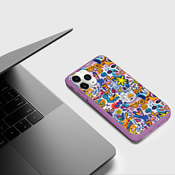 Чехол iPhone 11 Pro матовый Солнце и морские звёзды абстракция, цвет: 3D-фиолетовый — фото 2