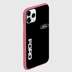 Чехол iPhone 11 Pro матовый Ford logo white steel, цвет: 3D-малиновый — фото 2