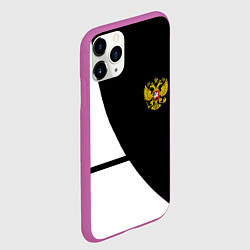 Чехол iPhone 11 Pro матовый Герб РФ текстура спорт, цвет: 3D-фиолетовый — фото 2