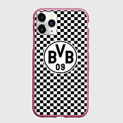 Чехол iPhone 11 Pro матовый Borussia клетка текстура, цвет: 3D-малиновый