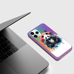 Чехол iPhone 11 Pro матовый Panda samurai - Japan, цвет: 3D-фиолетовый — фото 2