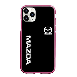 Чехол iPhone 11 Pro матовый Mazda white logo, цвет: 3D-малиновый