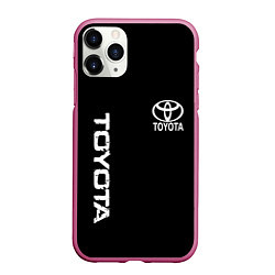 Чехол iPhone 11 Pro матовый Toyota logo white steel, цвет: 3D-малиновый