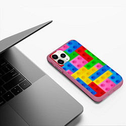 Чехол iPhone 11 Pro матовый Блоки цветового конструктора, цвет: 3D-малиновый — фото 2