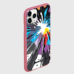 Чехол iPhone 11 Pro матовый Кляксы краски - абстракция, цвет: 3D-малиновый — фото 2