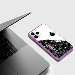Чехол iPhone 11 Pro матовый Among us mobile game retro, цвет: 3D-фиолетовый — фото 2