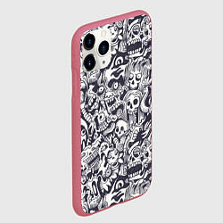 Чехол iPhone 11 Pro матовый Черепа с волосами, цвет: 3D-малиновый — фото 2