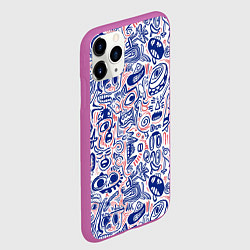 Чехол iPhone 11 Pro матовый Рожицы с узорами, цвет: 3D-фиолетовый — фото 2