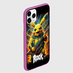 Чехол iPhone 11 Pro матовый Пикачу рокер с электрогитарой, цвет: 3D-фиолетовый — фото 2