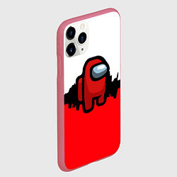 Чехол iPhone 11 Pro матовый Among us краски, цвет: 3D-малиновый — фото 2