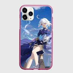 Чехол iPhone 11 Pro матовый Genshin Impact Furina радостная, цвет: 3D-малиновый
