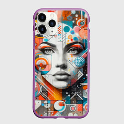Чехол iPhone 11 Pro матовый Лицо прекрасной девушки - граффити, цвет: 3D-фиолетовый