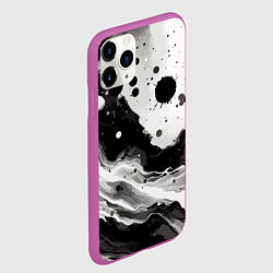 Чехол iPhone 11 Pro матовый Чёрно-белая абстракция - кляксы, цвет: 3D-фиолетовый — фото 2