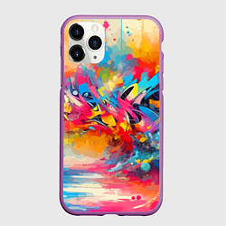 Чехол iPhone 11 Pro матовый Красочная абстракция - импрессионизм, цвет: 3D-фиолетовый