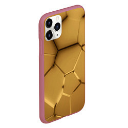 Чехол iPhone 11 Pro матовый Золотые неоновые плиты в разломе, цвет: 3D-малиновый — фото 2