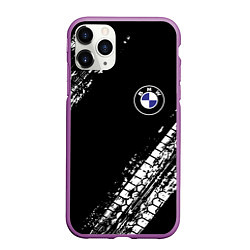 Чехол iPhone 11 Pro матовый BMW : автомобильные текстуры шин, цвет: 3D-фиолетовый