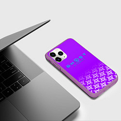 Чехол iPhone 11 Pro матовый Ghost of Tsushima neon samurai, цвет: 3D-фиолетовый — фото 2