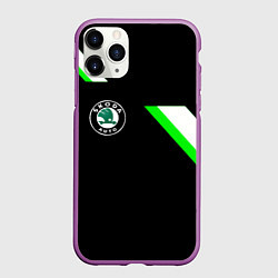 Чехол iPhone 11 Pro матовый Skoda geometry, цвет: 3D-фиолетовый